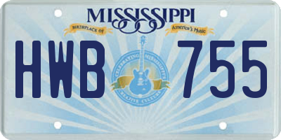 MS license plate HWB755