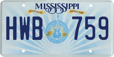 MS license plate HWB759