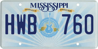 MS license plate HWB760