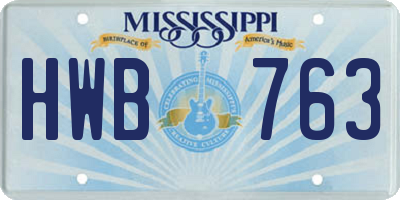 MS license plate HWB763