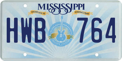 MS license plate HWB764