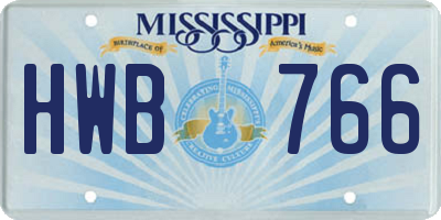 MS license plate HWB766