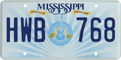 MS license plate HWB768
