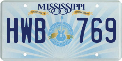 MS license plate HWB769