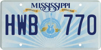 MS license plate HWB770