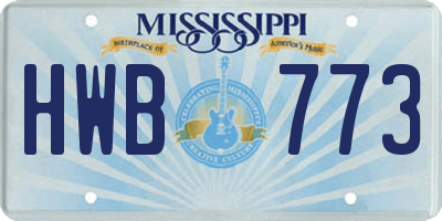 MS license plate HWB773