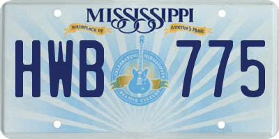 MS license plate HWB775