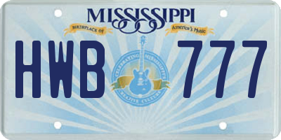 MS license plate HWB777