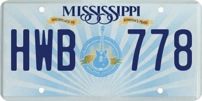 MS license plate HWB778