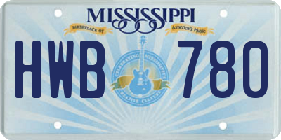 MS license plate HWB780