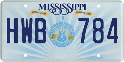 MS license plate HWB784