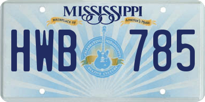 MS license plate HWB785