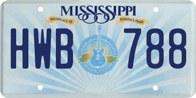 MS license plate HWB788