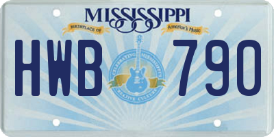 MS license plate HWB790