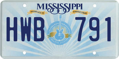 MS license plate HWB791