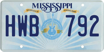 MS license plate HWB792
