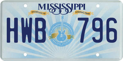 MS license plate HWB796