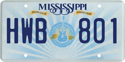 MS license plate HWB801
