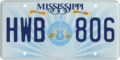 MS license plate HWB806