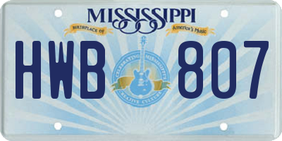 MS license plate HWB807