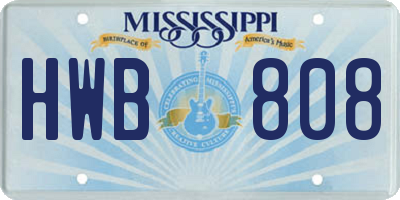 MS license plate HWB808