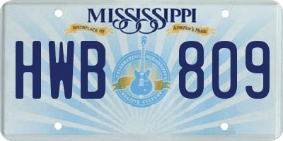 MS license plate HWB809