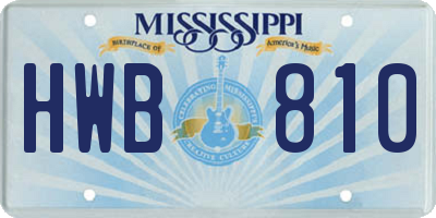 MS license plate HWB810