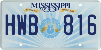 MS license plate HWB816