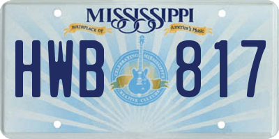 MS license plate HWB817