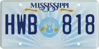 MS license plate HWB818