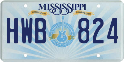 MS license plate HWB824