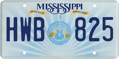 MS license plate HWB825