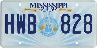 MS license plate HWB828