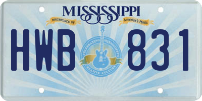 MS license plate HWB831