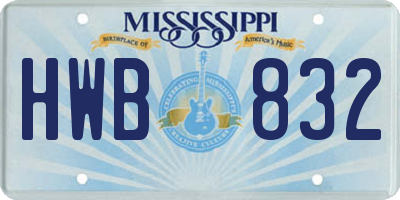MS license plate HWB832
