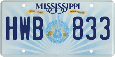 MS license plate HWB833