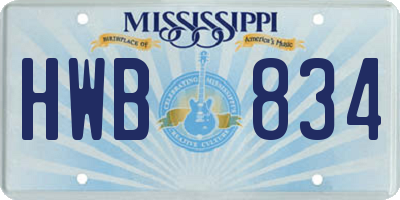 MS license plate HWB834