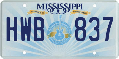 MS license plate HWB837