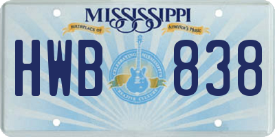 MS license plate HWB838