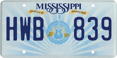 MS license plate HWB839