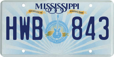 MS license plate HWB843