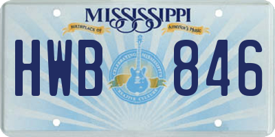 MS license plate HWB846