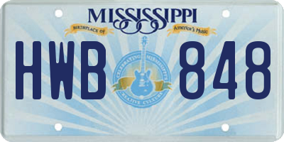 MS license plate HWB848