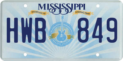 MS license plate HWB849