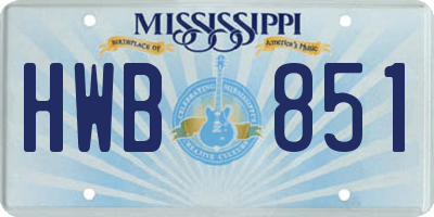 MS license plate HWB851