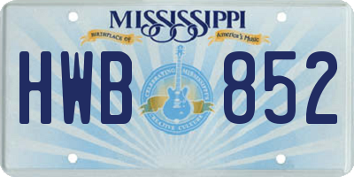 MS license plate HWB852