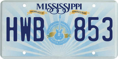 MS license plate HWB853