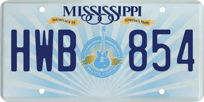 MS license plate HWB854