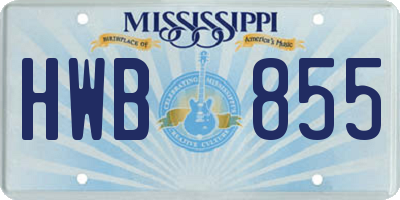 MS license plate HWB855