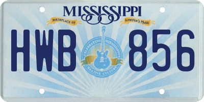 MS license plate HWB856